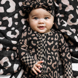 Organic Muslin Quilt in Midnight Mocha Leopard x Taupe + Black Checkered