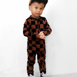 Bamboo Zippy Sleeper in Smoke + Spice (Checkered)