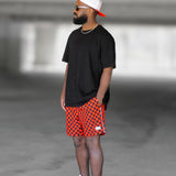 Men's Hybrid Swim Trunks in Americana Red + Black Checkered