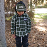 Hooded Flannel in Woodlands Olive
