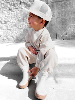 Image of The Core-Classic Midi Boot in White / Taupe