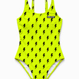 UPF50+ Women's One Piece Swimsuit in Neon Electric Lime x Jagger