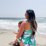 UPF50+ Women's One Piece Swimsuit in Palm Paradise
