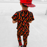 Short Sleeve Bamboo Two Piece Set in Caliente