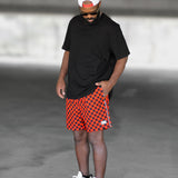 Men's Hybrid Swim Trunks in Americana Red + Black Checkered
