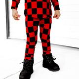 Bamboo Two Piece Set in Americana Red + Black (Checkered)