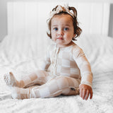 Ruffled Bamboo Zippy Sleeper in Salt + Sand Checkered