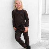 Organic Ribbed Set in Espresso Checkered