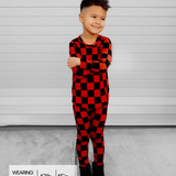 Bamboo Two Piece Set in Americana Red + Black (Checkered)