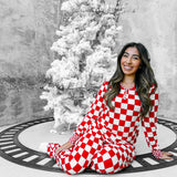 Women’s Bamboo Two Piece Set in Candy Cane Checkered