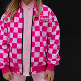 Bomber Jacket in Bubble Gum Checkered