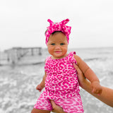 Tank + Biker Two Piece Set in Bubble Gum Leopard