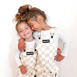 Overall Dress in Salt + Sand Checkered