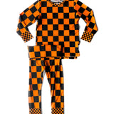 Bamboo Two Piece Set in Jack-O Lantern Checkered