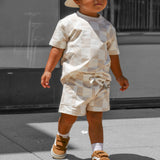 Everyday Cotton Shorts Set in Salt + Sand Checkered