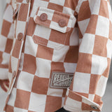 Hooded Flannel in Neutral Checkered