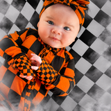 Bamboo Bow in Jack-O Lantern Checkered