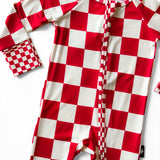Bamboo Zippy Sleeper in Candy Cane Checkered