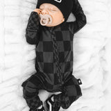 Bamboo Zippy Sleeper in Charcoal + Black Checkered