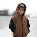 Hydro Letterman Jacket in Black + Rust