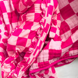 Ruffled Bamboo Zippy Sleeper in Bubble Gum Checkered