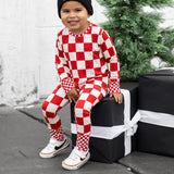 Bamboo Two Piece Set in Candy Cane Checkered