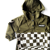 Pullover Windbreaker in Olive Checkered