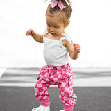 Basic Jogger in Bubble Gum Checkered