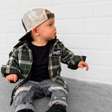Hooded Flannel in Woodlands Olive