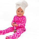 Ruffled Bamboo Zippy Sleeper in Bubble Gum Leopard
