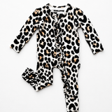 Ruffled Bamboo Zippy Sleeper in Ava (Leopard)