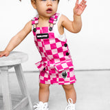 Overall Dress in Bubble Gum Checkered