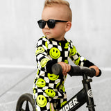 Bamboo Zippy Sleeper in Neon Electric Lime Smileys