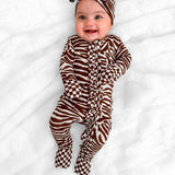 Ruffled Bamboo Zippy Sleeper in Desert Zebra