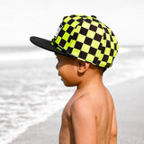 Hydro Snapback in Neon Electric Lime + Black Checkered