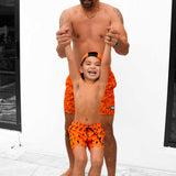Men's Hybrid Swim Trunks in Neon Valencia x Fuego