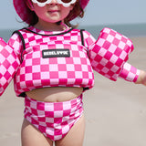 Neoprene Swim Vest in Bubble Gum Checkered  (PREORDER : WILL SHIP LATE MAY)
