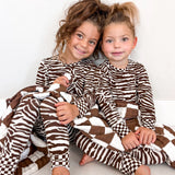 Organic Muslin Quilt in Desert Zebra x Cocoa + Cream Checkered