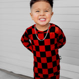 Bamboo Two Piece Set in Americana Red + Black (Checkered)