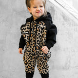 Hooded Fleece Romper in Ava (Leopard)