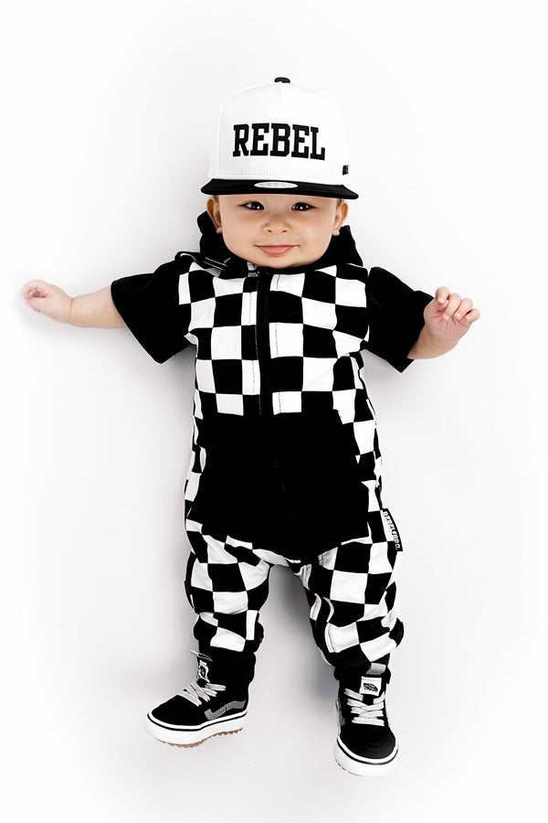 Hooded Rebel Short Sleeve Romper in Venice - Rebel Bro