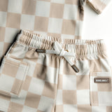 Everyday Cotton Shorts Set in Salt + Sand Checkered