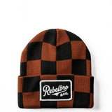 Beanie in Rust + Black Checkered