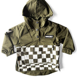 Pullover Windbreaker in Olive Checkered