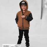 Hydro Letterman Jacket in Black + Rust