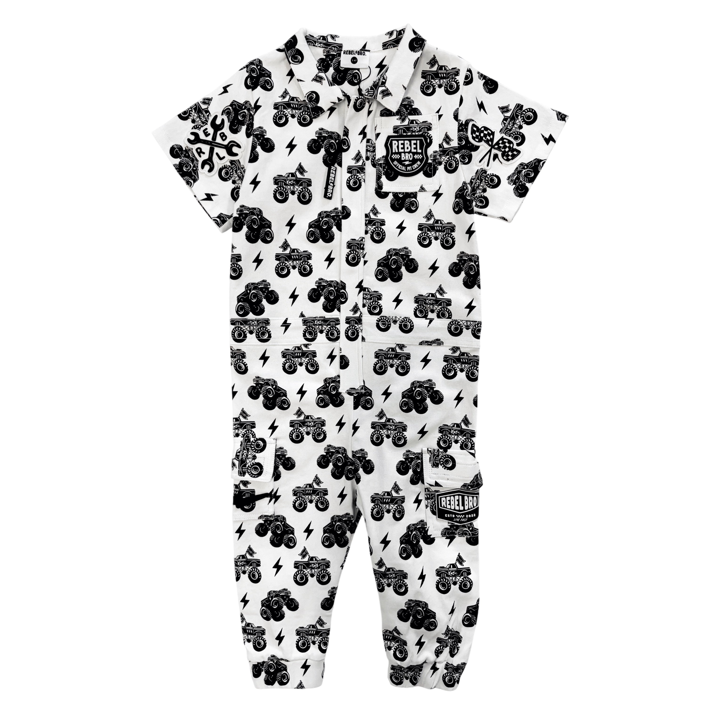 Pit Crew Romper in WWXRB Monster Truck AXEL - Rebel Bro