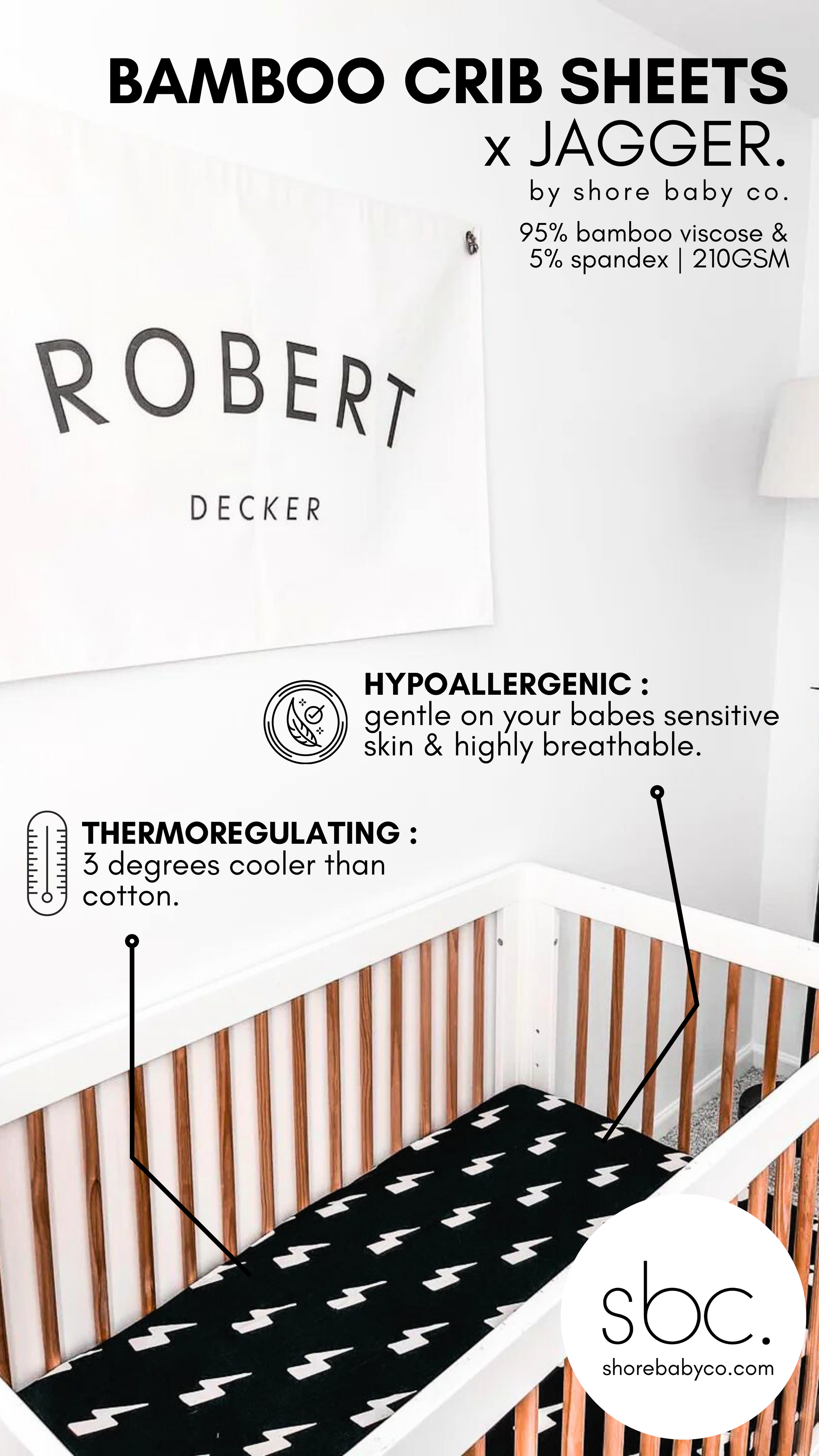 Bamboo Crib Sheet - Jagger - Rebel Bro