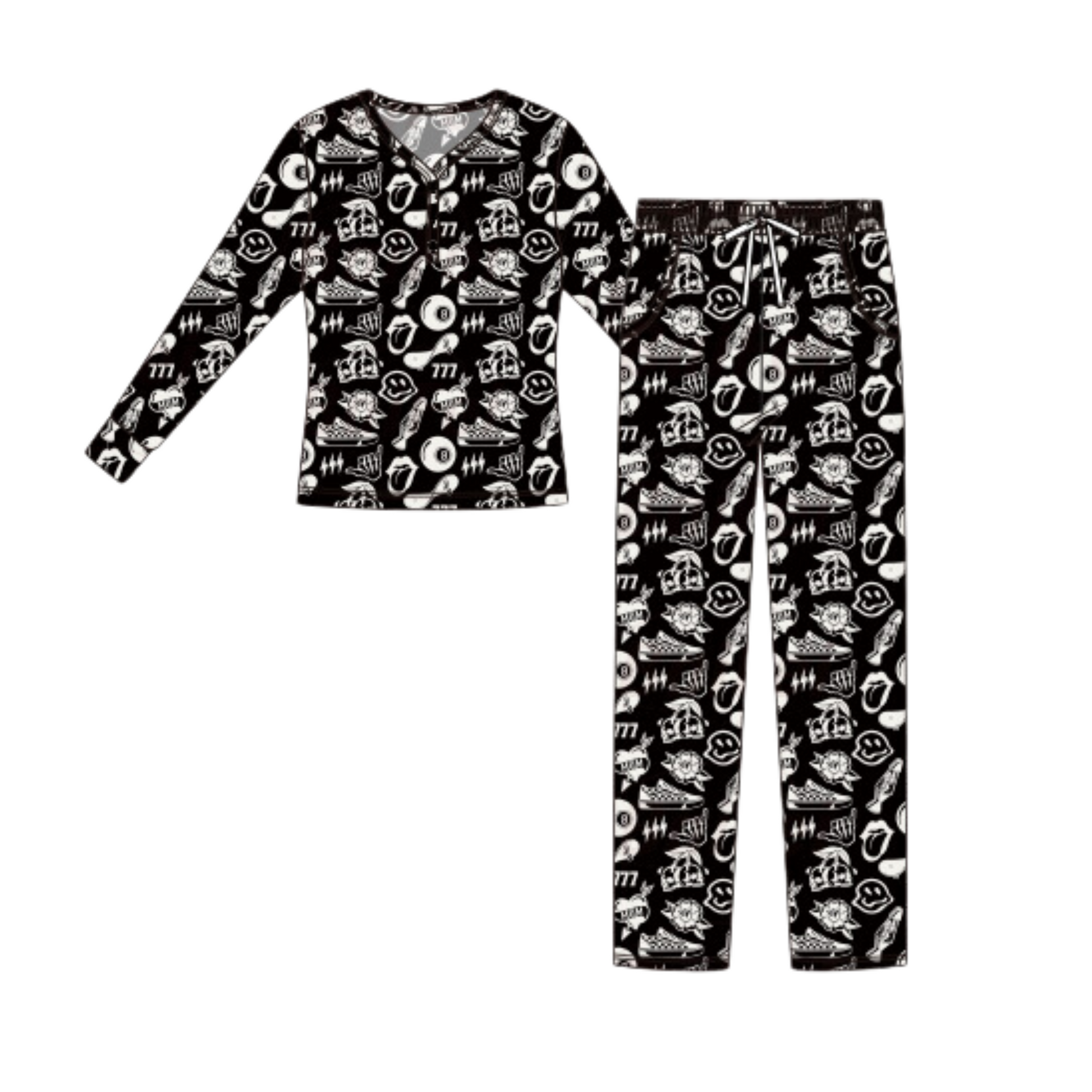 Women’s Bamboo Henley Two Piece Set in Warped Tour Midnight Edition