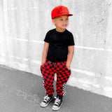 Basic Jogger in Americana Red + Black Checkered