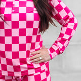 Women’s Bamboo Two Piece Set in Bubble Gum Checkered